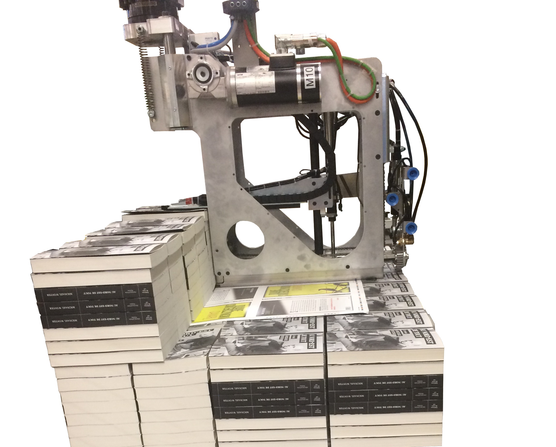 RECMI - Palettisation de livre vrac - robot de palettisation par 2 - Préhenseur à pinces NRI
